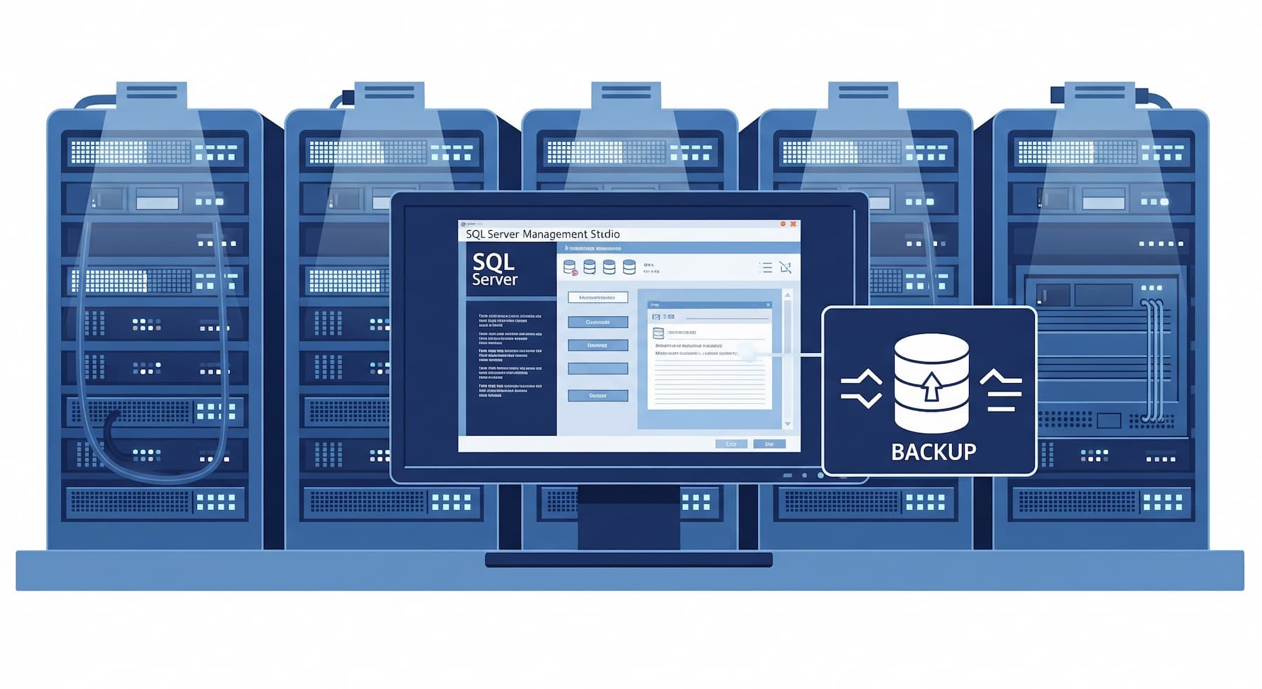 SQLSERVERでバックアップをするイラスト