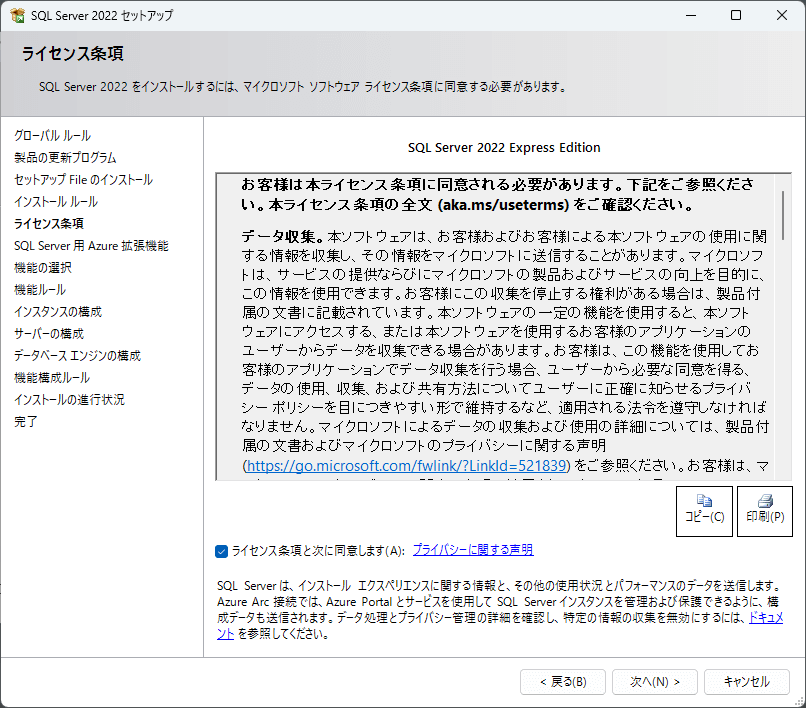 ライセンス条項画面のイメージ